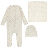 Lilette Printed Wrapover 3PC Layette Set - Scattered Branch Ivory