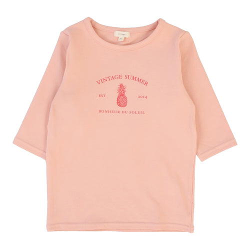 Lil Legs Girls Print Tee 3/4 Sleeve - Coral