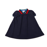 Bopop Striped Collar SS Dress - Navy (Runs Big)