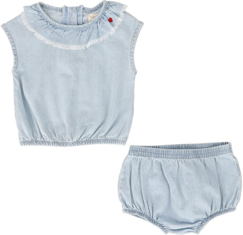 Lil Legs - Girls Fringe Set - Light Wash