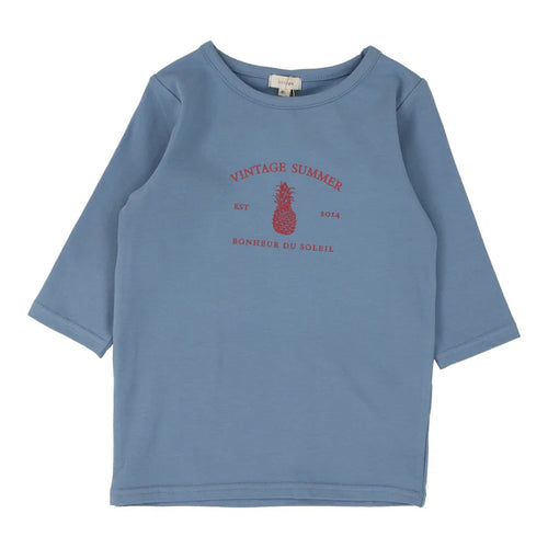 Lil Legs Girls Print Tee 3/4 Sleeve - Blue