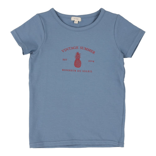 Lil Legs Girls Print Tee Short Sleeve - Blue