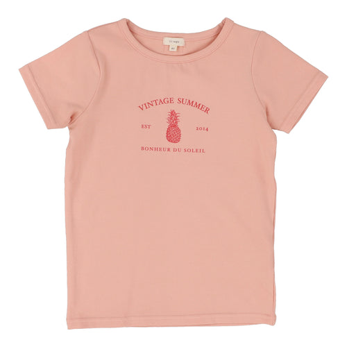 Lil Legs Girls Print Tee Short Sleeve - Coral