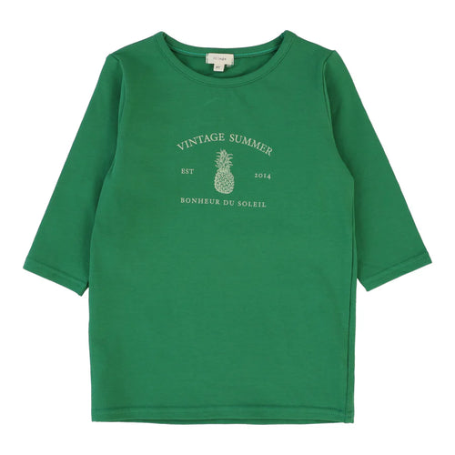 Lil Legs Girls Print Tee 3/4 Sleeve - Green