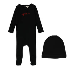 Load image into Gallery viewer, Lil Legs Gnite Footie And Beanie - Black / Red