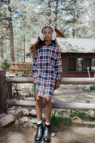 Retro Kid Margo Plaid Girls Button Dress - Plaid