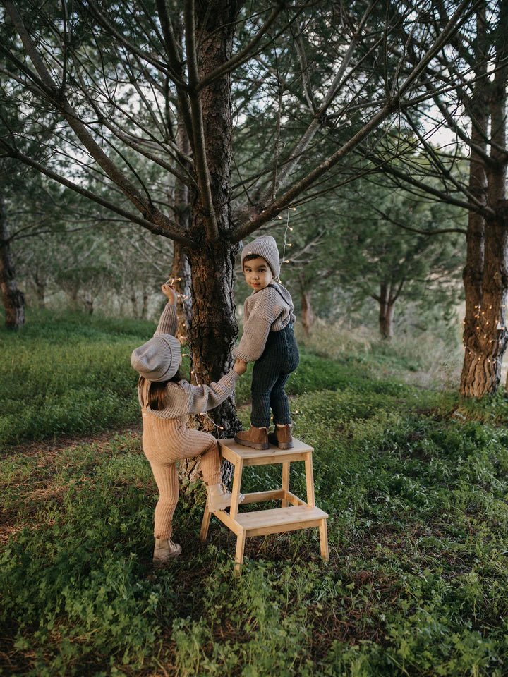 Silly Silas Granny Teddy Footless Cotton Tights - Dark Grey Blend - Final Sale