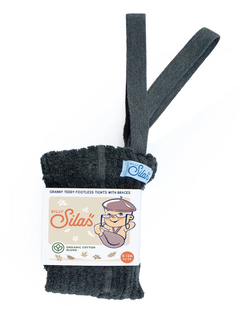 Silly Silas Granny Teddy Footless Cotton Tights - Dark Grey Blend - Final Sale