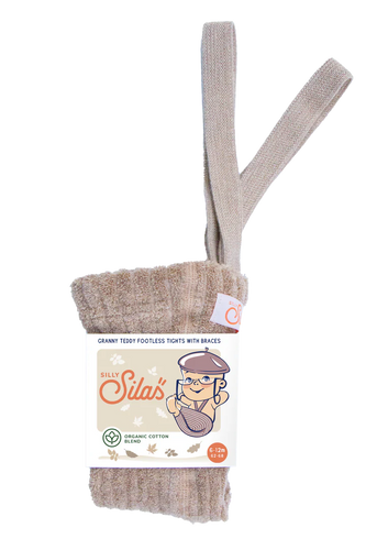 Silly Silas Granny Teddy Footless Cotton Tights - Peanut Blend Final Sale