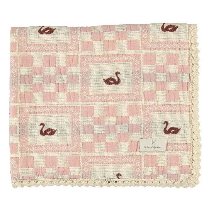 Bebe Organic Swan Patchwork Blanket - Rose – Moonlight