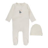 Lilette Handdrawn Footie & Beanie Set - Milk / Bunny