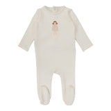 Lilette Handdrawn Footie - Milk / Doll