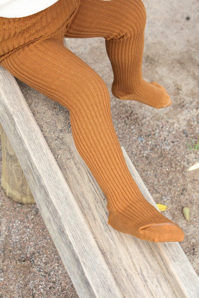 Silly Silas Hippy Footed Cotton Tights - Amber- Final Sale
