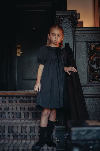Coco Blanc Structured Dress Taffeta SHORT SLEEVE Black