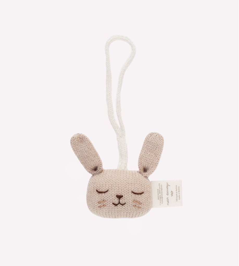 Main Sauvage Bunny Hanging Rattle/Paci Holder - Sand