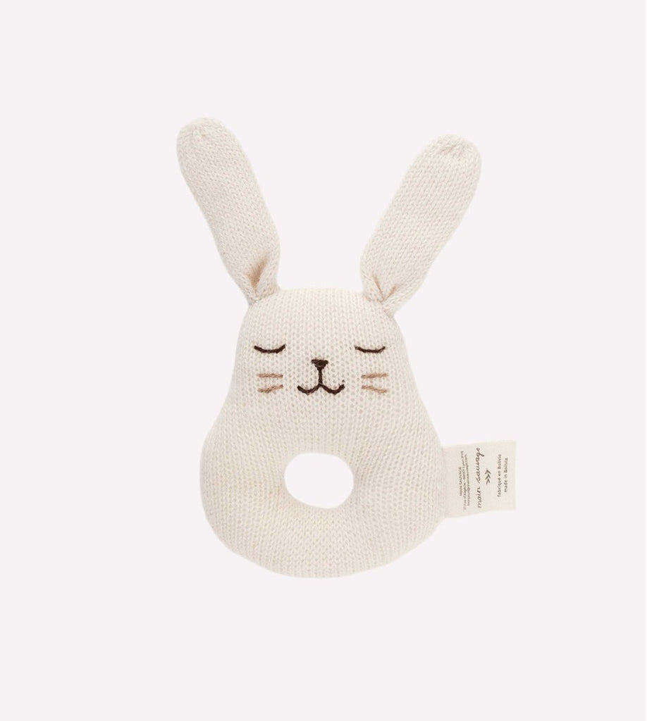 Main Sauvage Bunny Rattle - Ecru