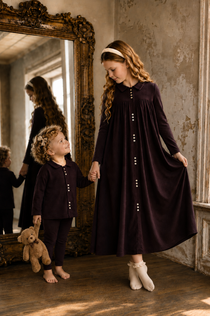 Lil Legs Button Front Maxi Dress - Eggplant