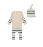 Bee & Dee Stripe Footie with Beanie-Boy Birch