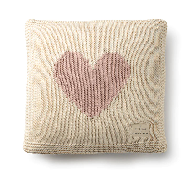 Domani Home Pink Heart Knit Cushion
