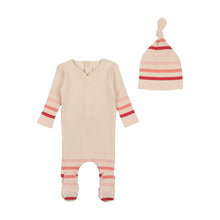 Load image into Gallery viewer, Bee &amp; Dee Stripe Footie with Beanie-Girl Birch
