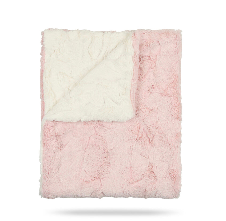 Peluche Pink & Natural Heather Lux Fur Blanket