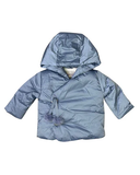 Mantel Side Opening pom pom tie Winter Jacket - Mid Blue