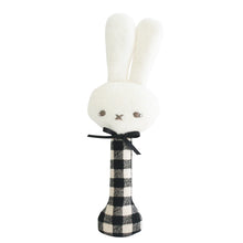Load image into Gallery viewer, Alimrose Bunny Stick Rattle Black Check