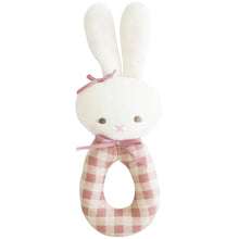 Load image into Gallery viewer, Alimrose Bunny Grab Rattle Rose Check