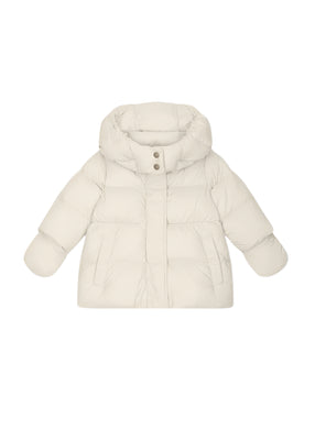 ADD Down Baby Jacket With Detachable Hood - Rice