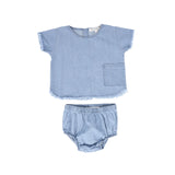 Little Parni K234  Denim Baby Set - Light Blue