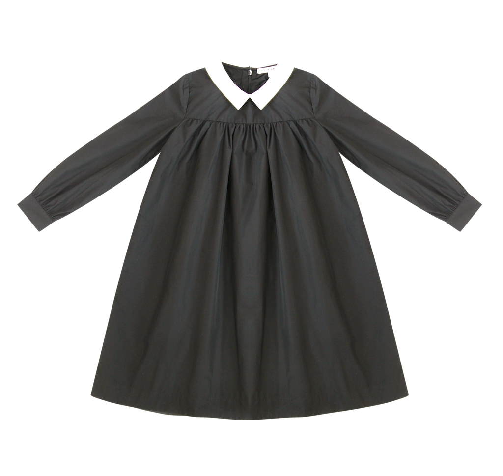 Little Parni Collar Taffeta Dress K453 - Black