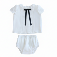 Load image into Gallery viewer, Little Parni Evening Bow Toddler Set - White