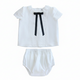 Little Parni Evening Bow Toddler Set - White
