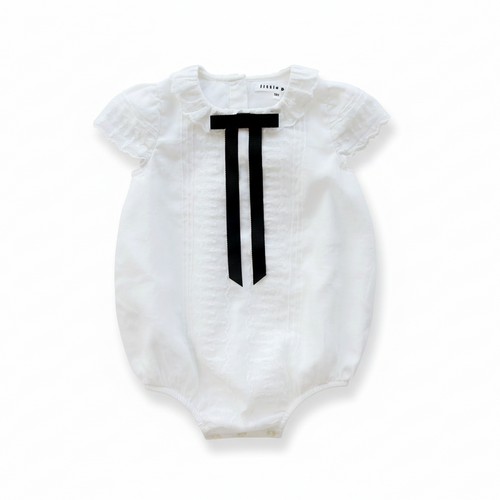 Little Parni Evening Bow Romper - White