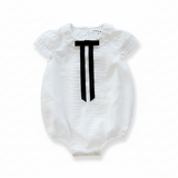 Little Parni Evening Bow Romper - White