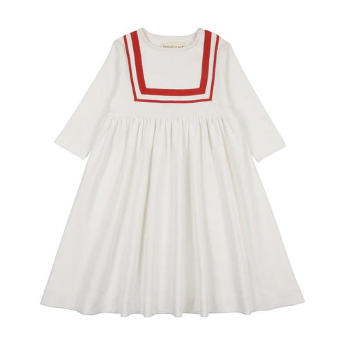 Farren & Me Tennis Three Quarter Sleeve Sailor Dress - Ecru/Red