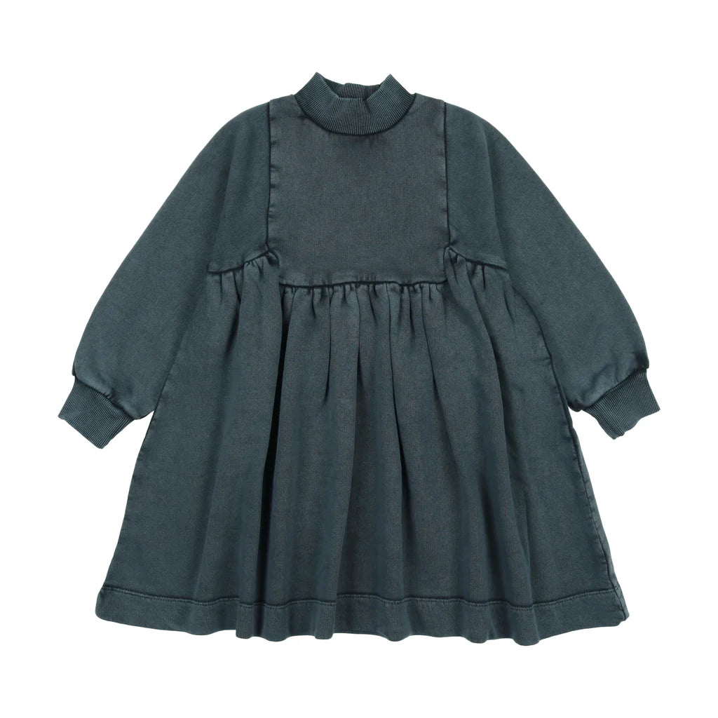 Farren & Me Washed Turtleneck Bib Dress - Washed Black