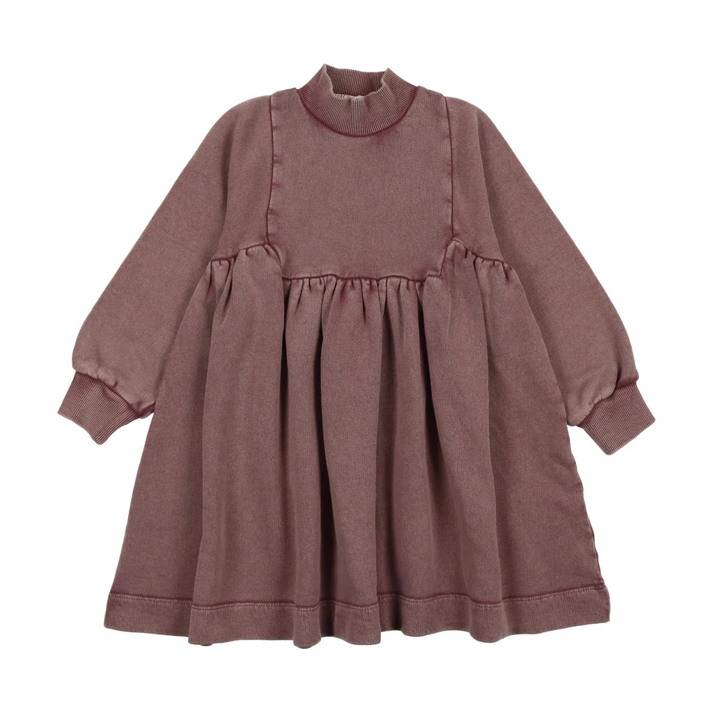 Farren & Me Washed Turtleneck Bib Dress - Washed Purple