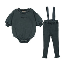 Load image into Gallery viewer, Farren &amp; Me Washed Edge Overall Set - Washed Black