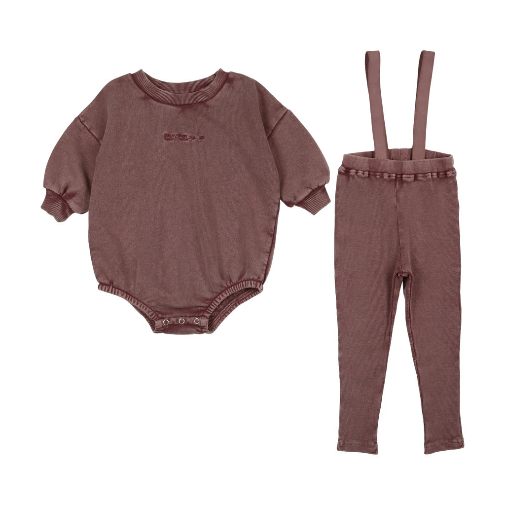 Farren & Me Washed Edge Overall Set - Washed Purple