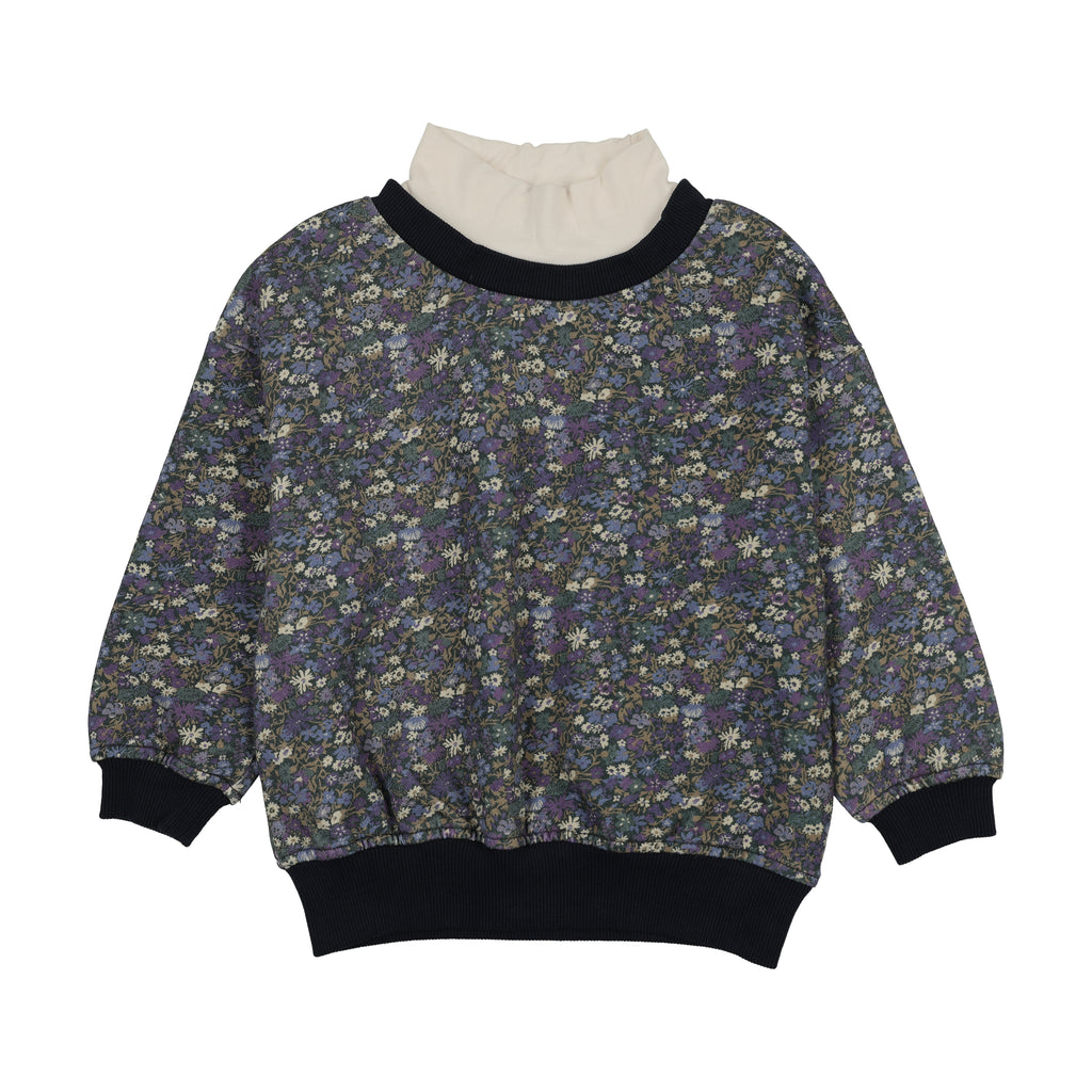 Farren & Me Oversized Turtleneck Sweatshirt - Navy Liberty Print