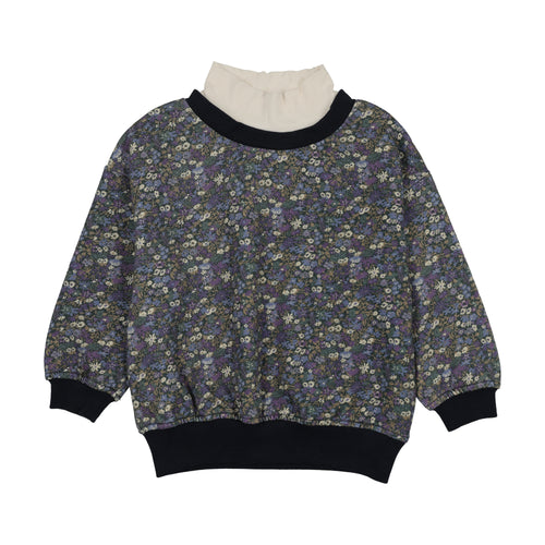 Farren & Me Oversized Turtleneck Sweatshirt - Navy Liberty Print