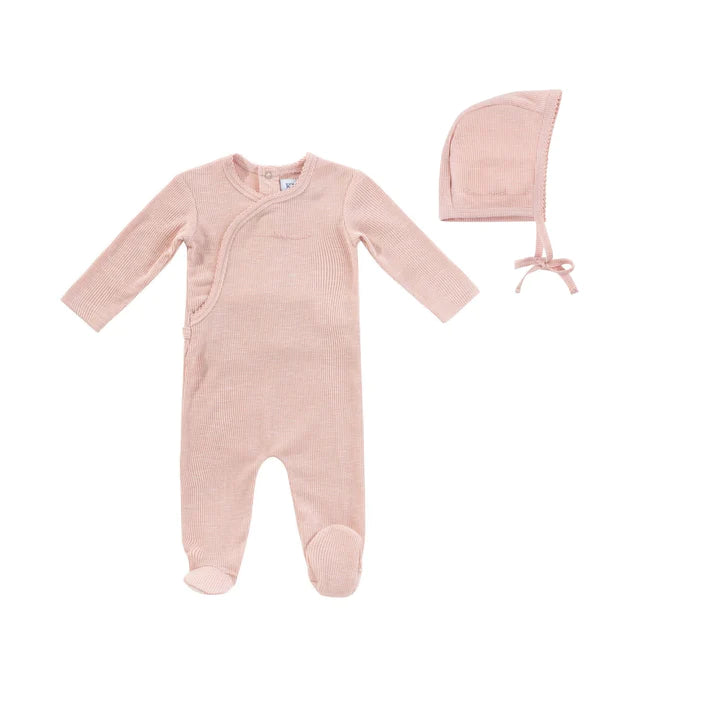 Kipp Heart Romper and Bonnet - Pink