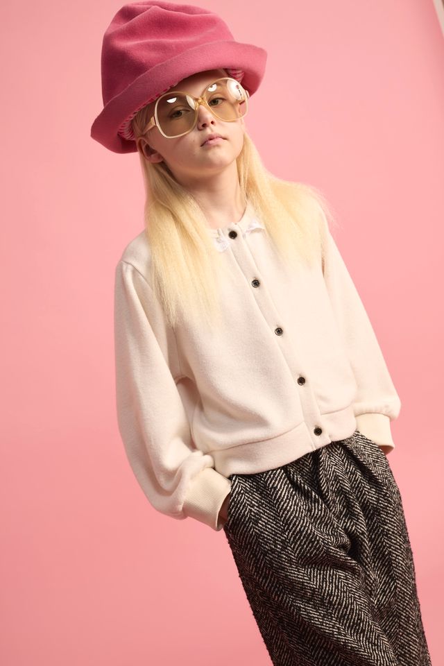 Little Creative Factory Knit Lace Cardigan - Cream