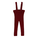 Lil Legs Knit Suspender Leggings - Deep Red