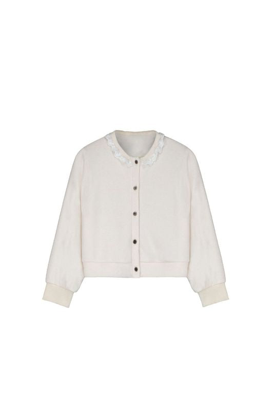 Little Creative Factory Knit Lace Cardigan - Cream