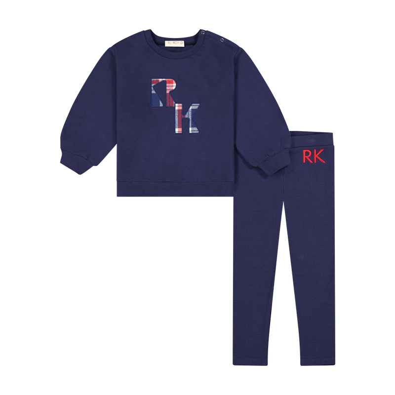 Retro Kid Miles Plaid Logo Baby Boy Set - Navy