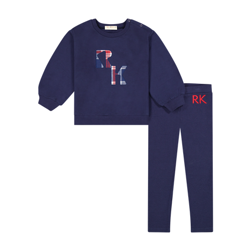 Retro Kid Miles Plaid Logo Baby Boy Set - Navy