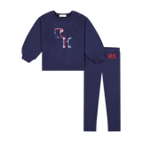 Retro Kid Miles Plaid Logo Baby Boy Set - Navy