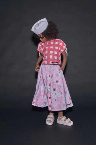 Little Creative Factory Coral Plaid Print Atlantic Top